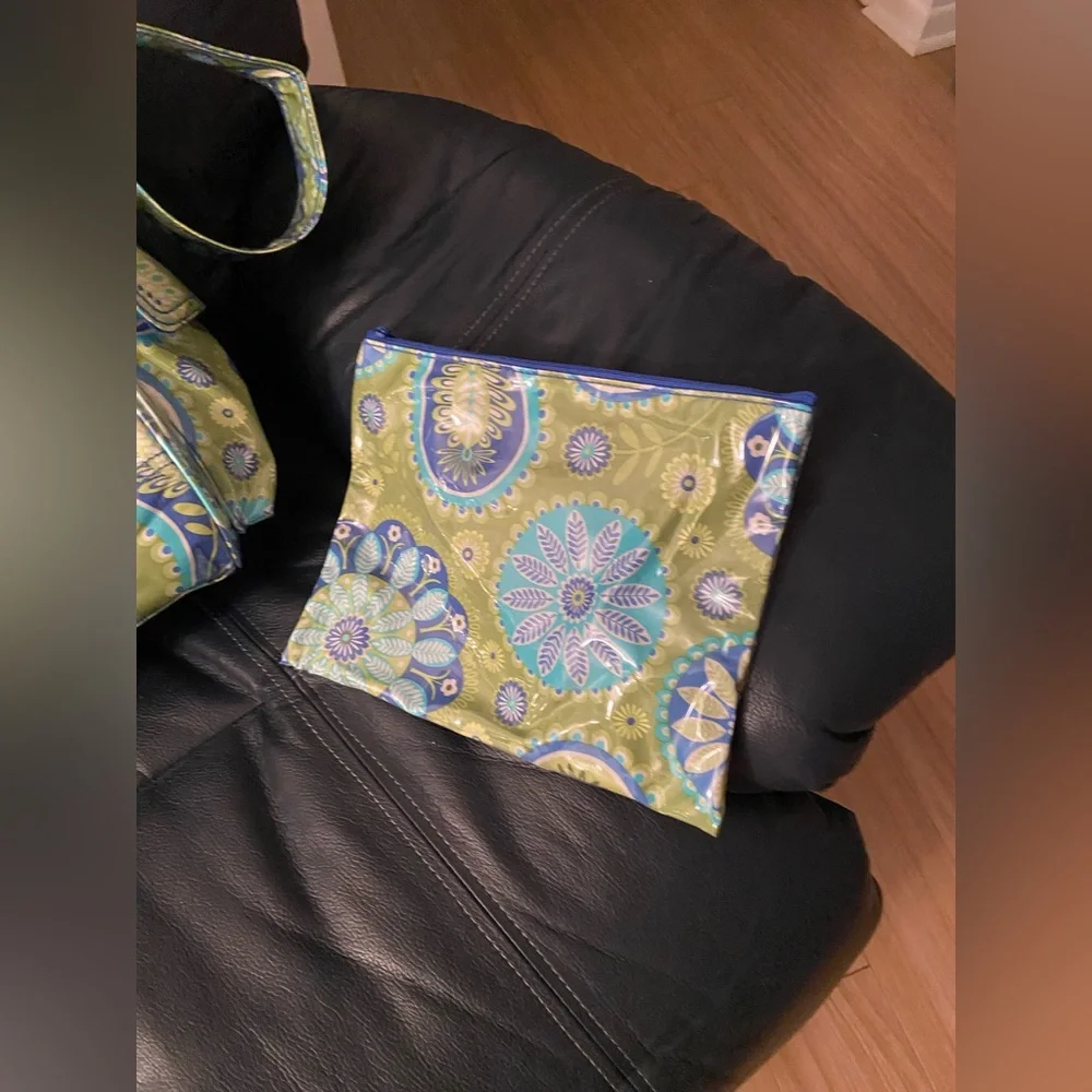 Green Paisley Crossbody Bag with Matching Pouches